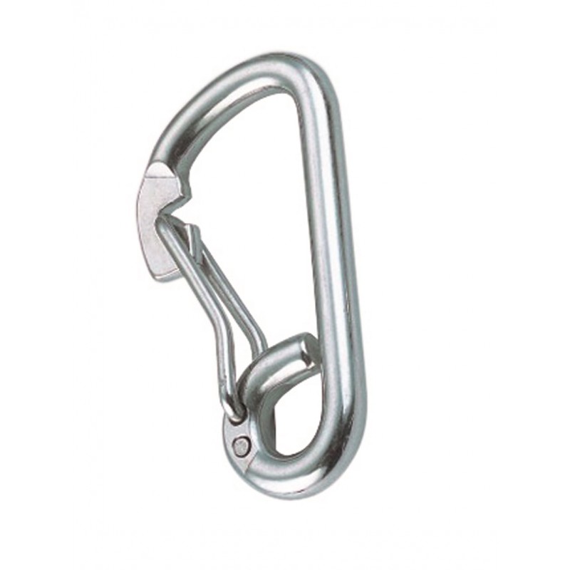 Fireman's snap hook with eye and spring in A4 stainless steel